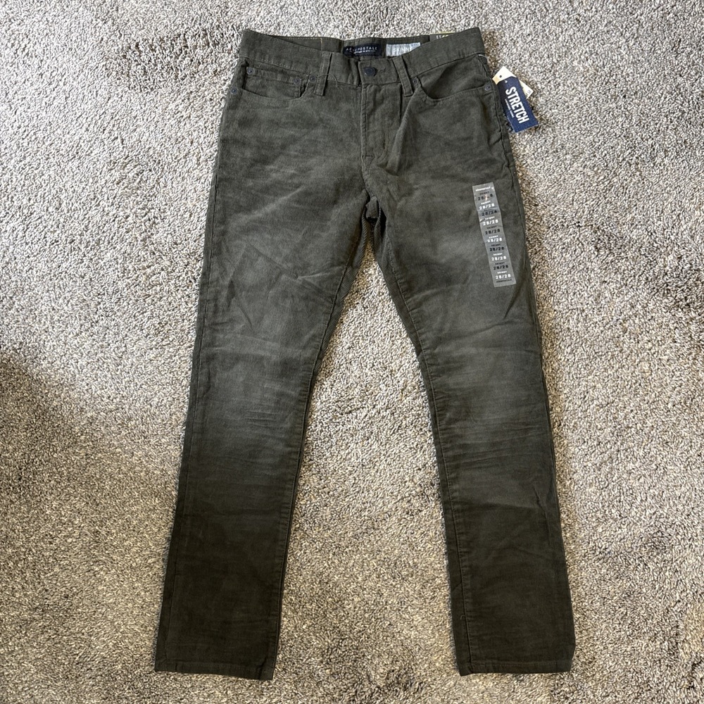 Aeropostale Mens Corduroy Pants Skinny Brown Size 28x28 New